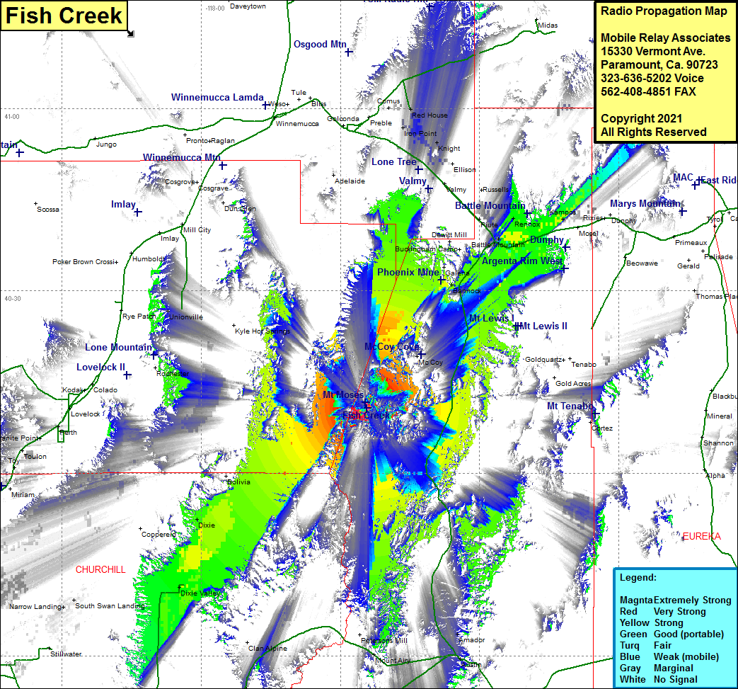 heat map radio coverage Fish Creek